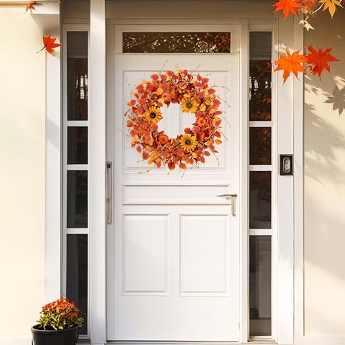 WSTPUPU 22 Inch Fall Wreath for Front Door