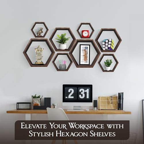 Decovate Hexagon Floating Shelves Set of 8