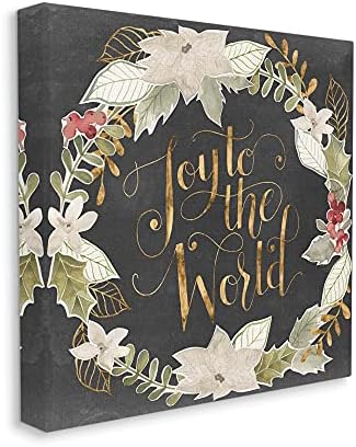Stupell Industries Joy to the World Christmas Wreath Red Holly