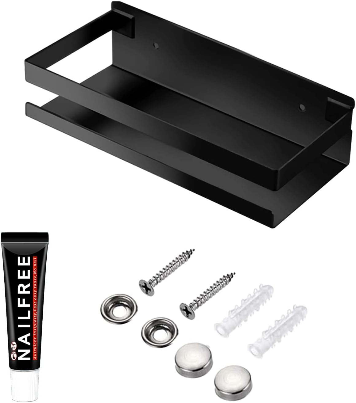 GEINIFAFA Rustproof Metal Floating Shelf 79 Inch Black