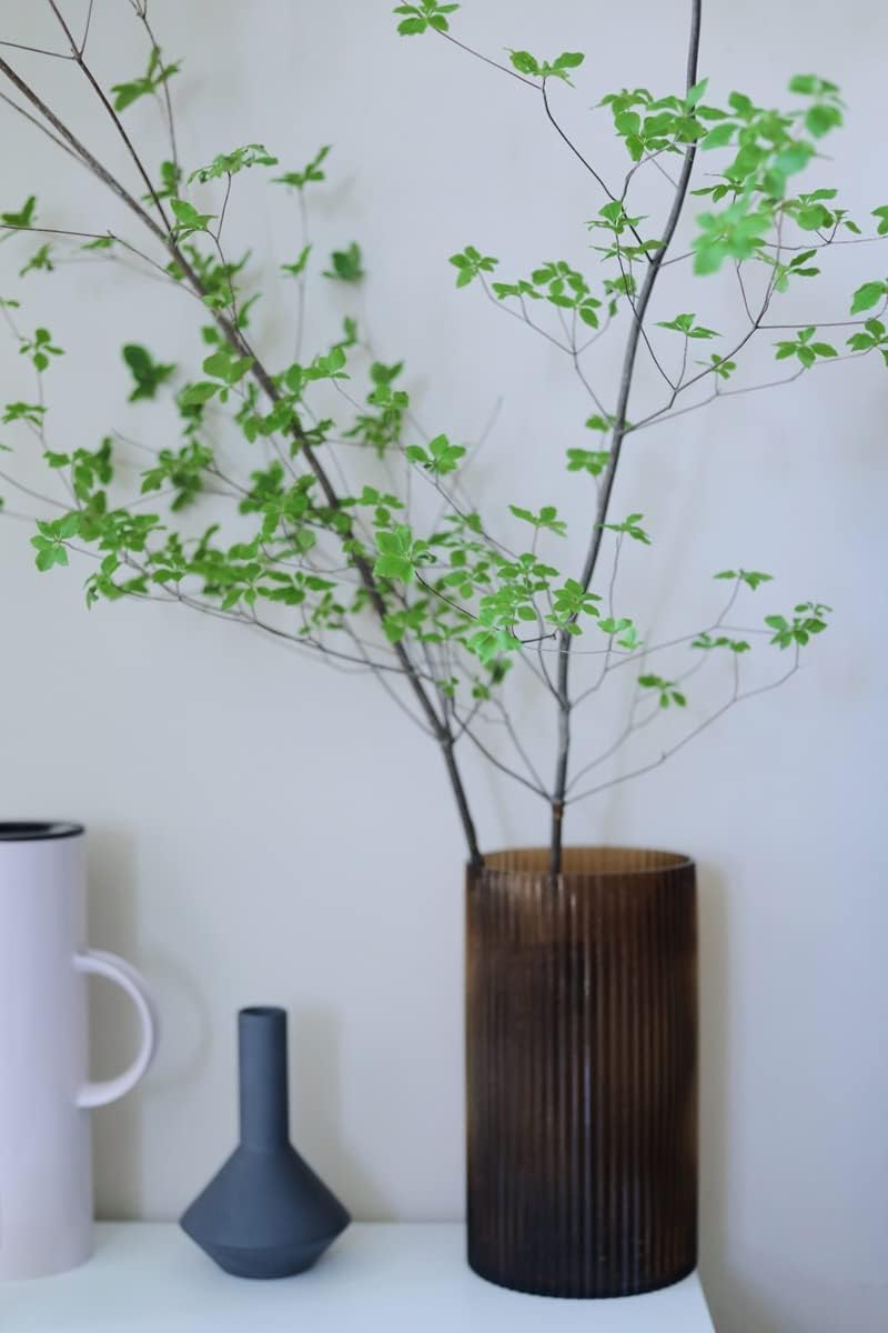 11 Inch Glass Vase with Vertical Striped Design