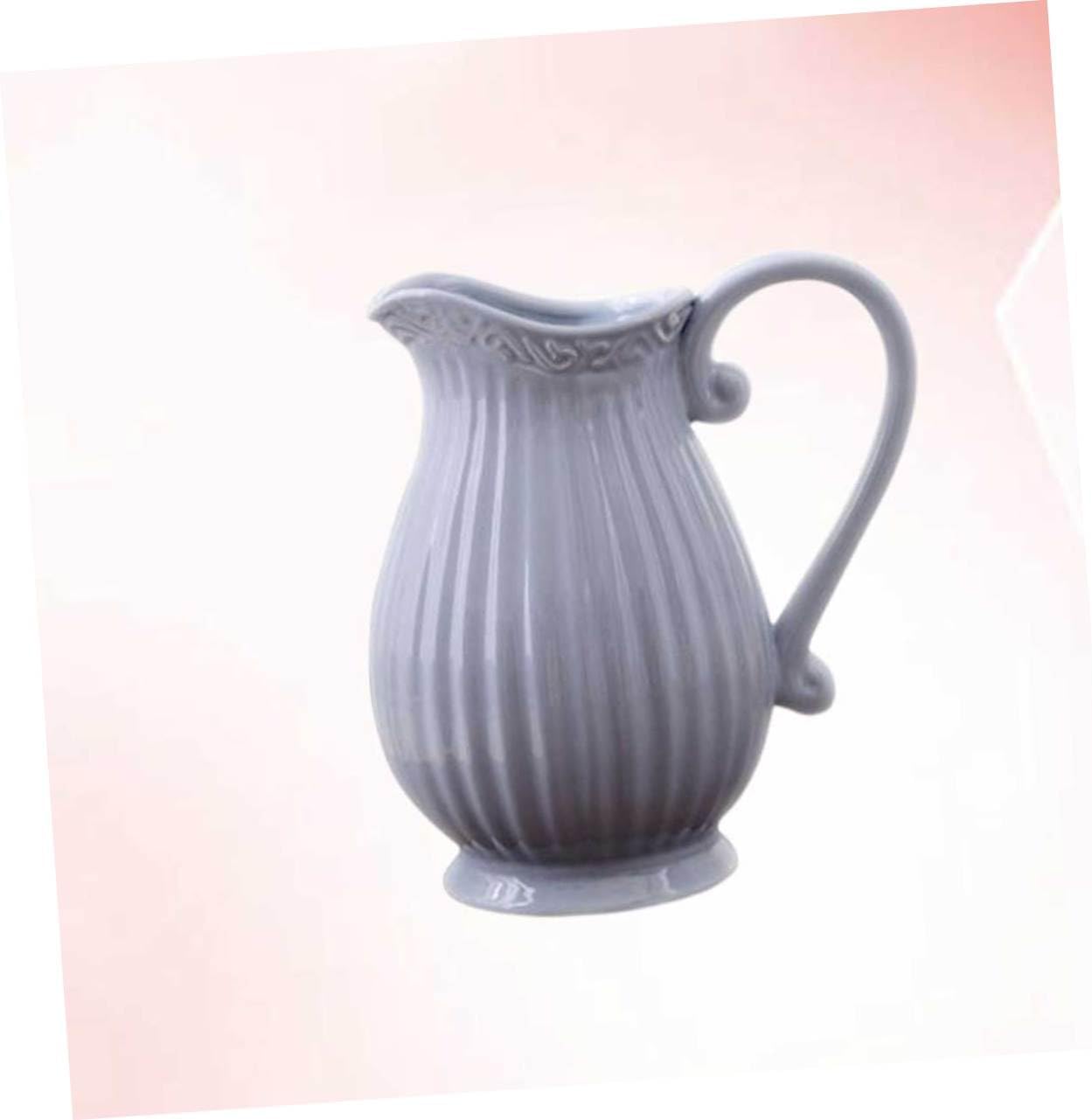 Zerodeko Ceramic Dried Flower Vase Grey Decor Accent