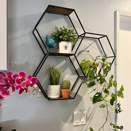 Admired By Nature 3 Tier Floating Wood Shelf Wall Mount Organizer