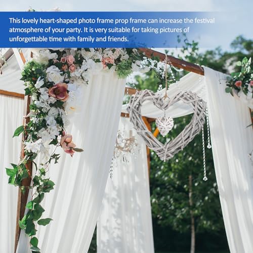 3 Pcs White Lace Pendant Twigs Wreath Heart Garland Photo Frame
