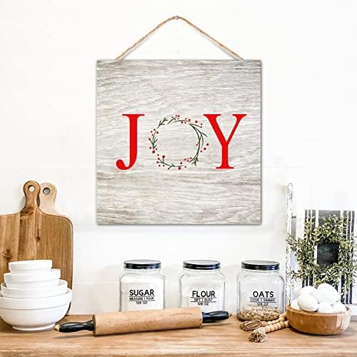 CustonCares Letter Joy Winter Door Wreath Sign
