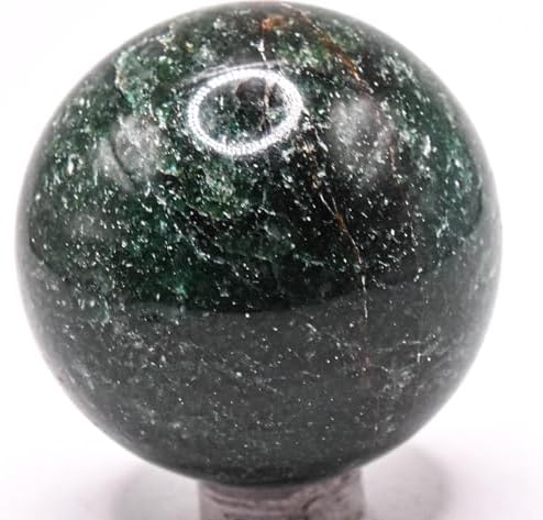 47mm Dark Green Jade Carved Sphere Decor Ball With Stand