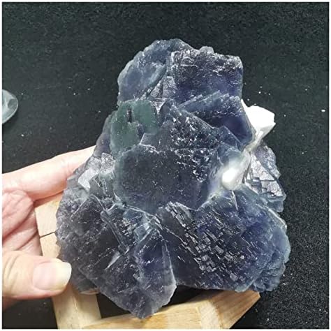 FIDEMM Natural Crystal Rough Purple Blue Fluorite and Quartz Mineral Specimen