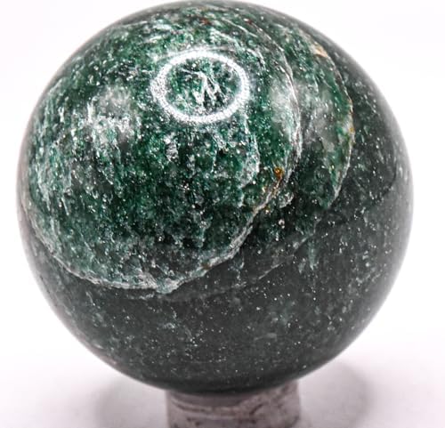 47mm Dark Green Jade Carved Sphere Decor Ball With Stand