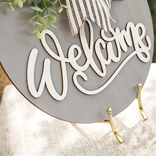 Gray Welcome Front Door Wreath Decor Sign