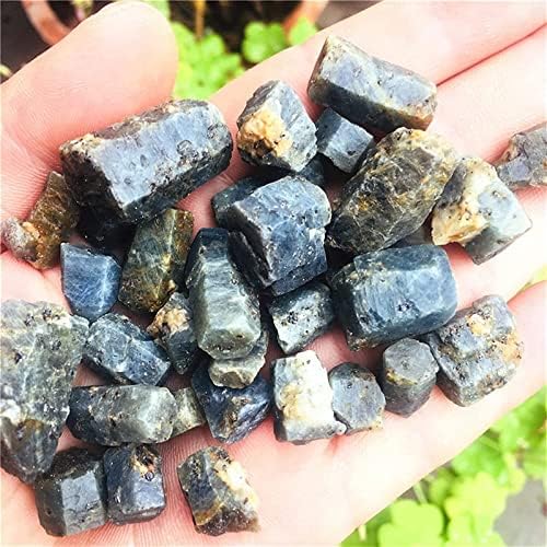 AMAZWI Natural Blue Corundum Crystal Stones 100g Sapphire Raw Decor Stones