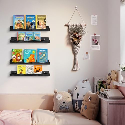 Nail Polish Wall Rack 6 Pack Floating Shelves Black