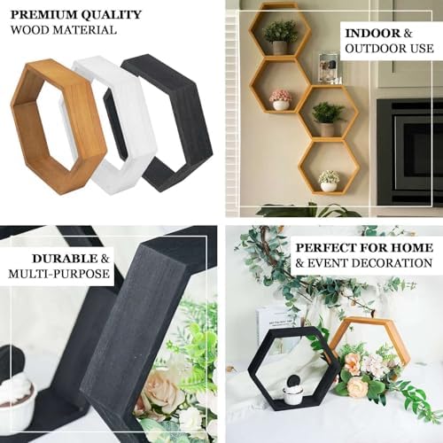 Efavormart 2 Pack 9 Inch Hexagon Whitewashed Wood Centerpiece