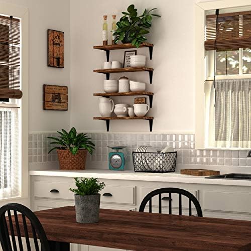 Wallniture Arras Floating Shelves Set of 4 17x6 Burned Finish