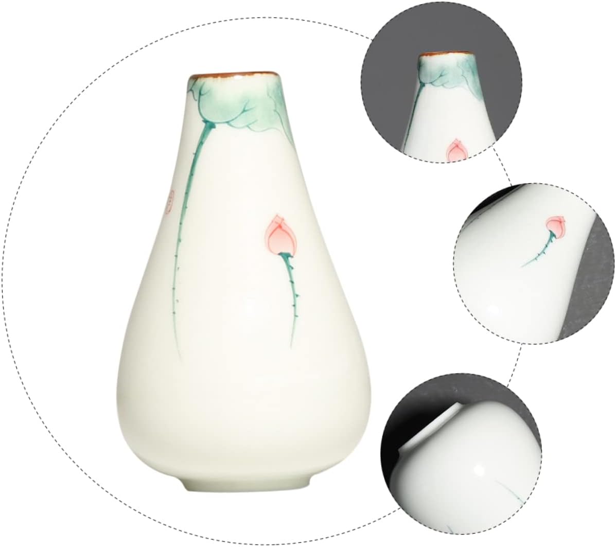 Kisangel Elegant Hand Painted Lotus Flower Vase for Plant Storage