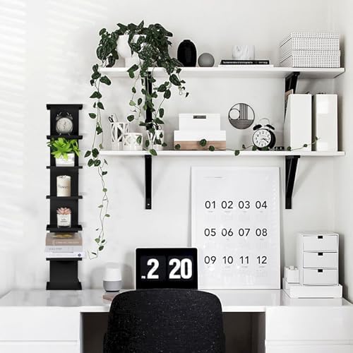 7 Tier Wall Shelf Unit - Black Floating Storage Organizer