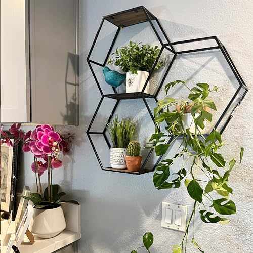 Admired By Nature 3 Tier Floating Wood Shelf Wall Mount Organizer