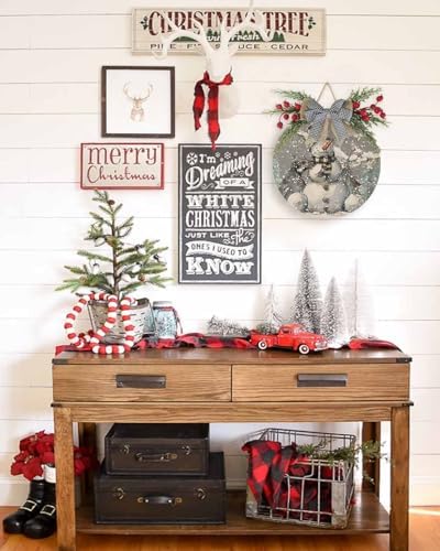 Welcome Sign Christmas Wreath Decorations Snowman Wall Sign