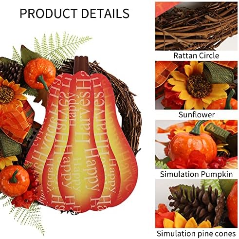 12 Inch Handmade Fall Wreath with Maple Leaf Bow and Berry