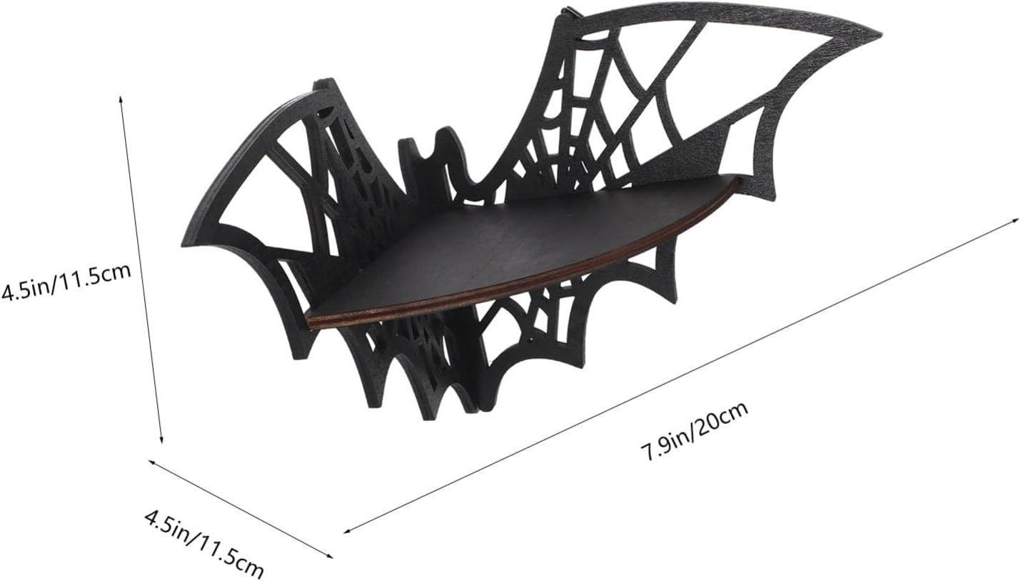 Gothic Floating Corner Shelf Black Wooden Storage Rack for Spooky Decor