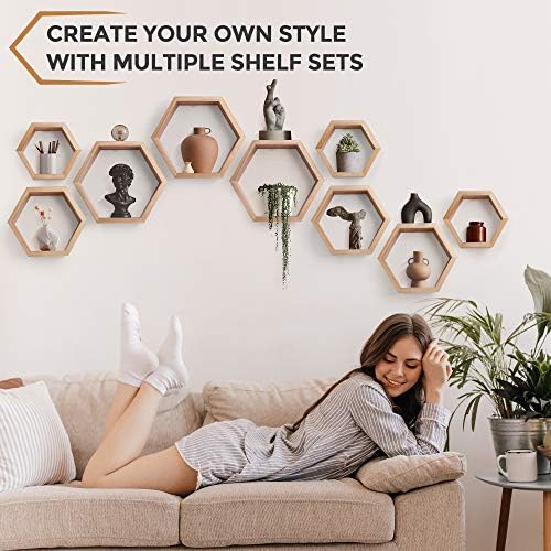 Onyx Home Hexagon Floating Shelves Set of 3