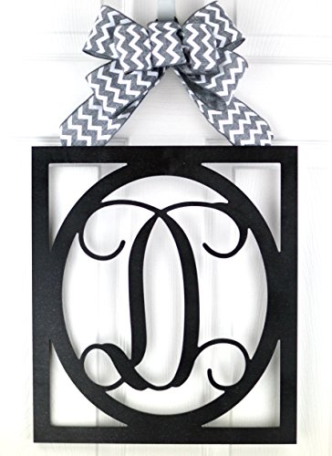 Black Monogram Door Hanger Custom Letter Wreath Choose Your Color