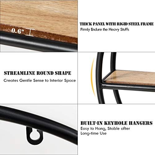 Tangkula 4-Tier Round Wall Shelf with Iron Frame
