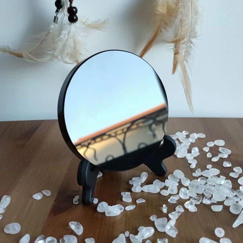 Black Obsidian Scrying Mirror Crystal Round Plate Home Decor