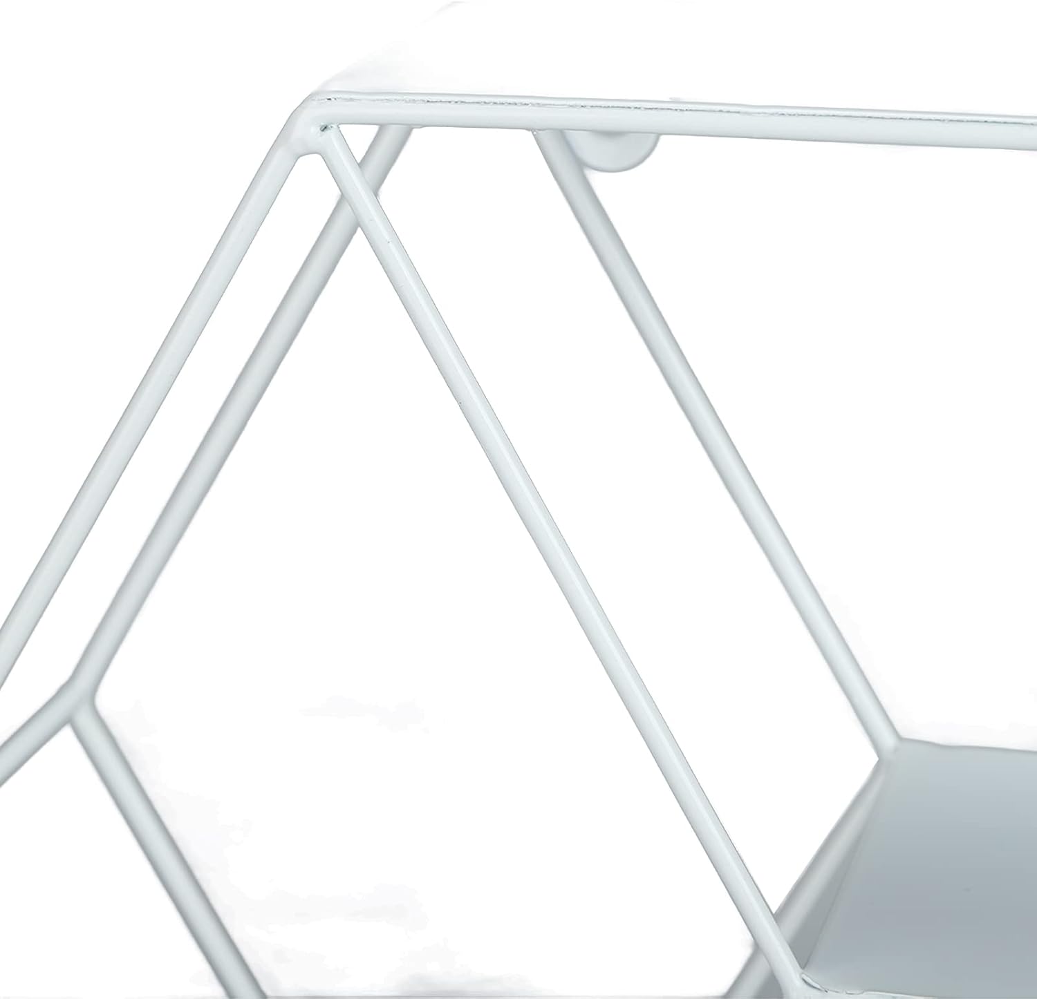 Hexagonal Floating Wall Shelves with Wrought Iron Design