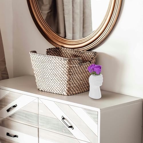 2pcs Modern Hand Shape Plastic Vases for Home Office Decor