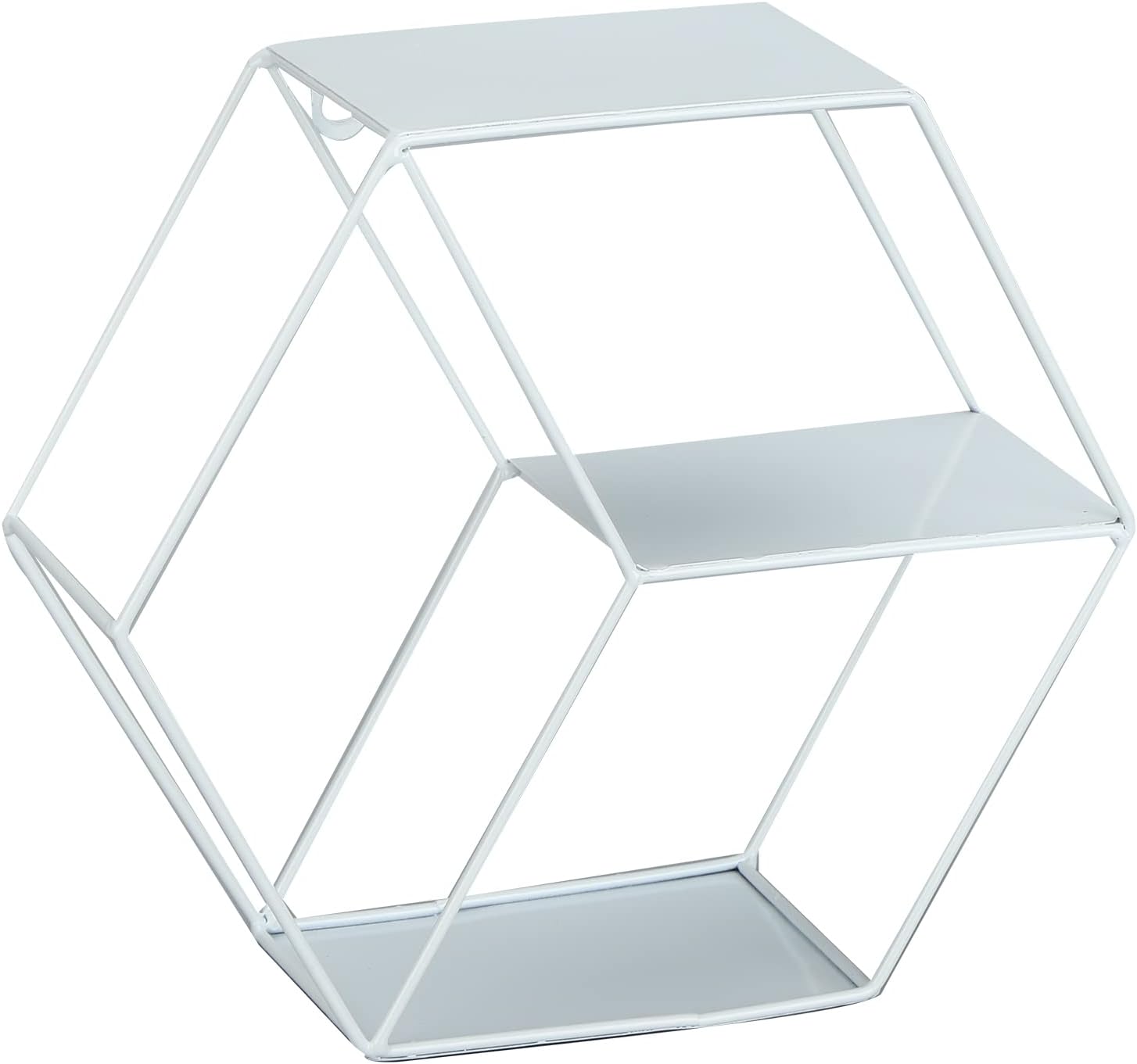 Hexagonal Floating Wall Shelves with Wrought Iron Design