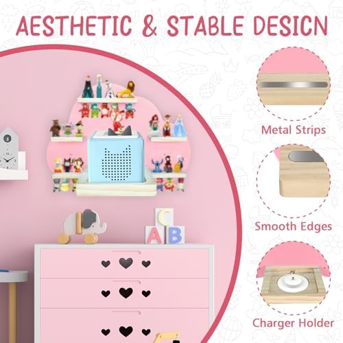 SINTENILL Cloud-Shaped Magnetic Shelf for Tonies Pink