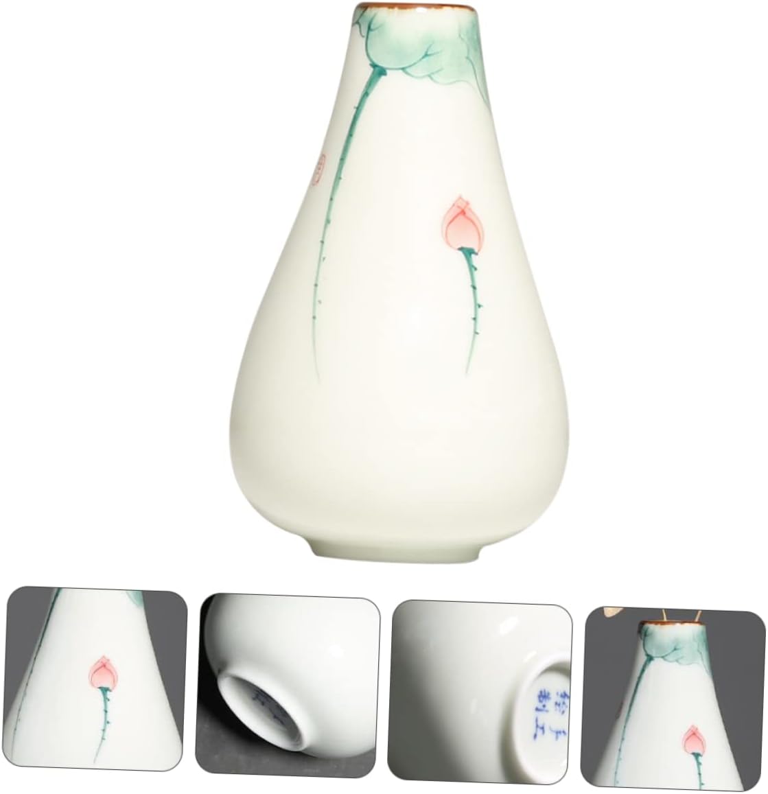 Kisangel Elegant Hand Painted Lotus Flower Vase for Plant Storage