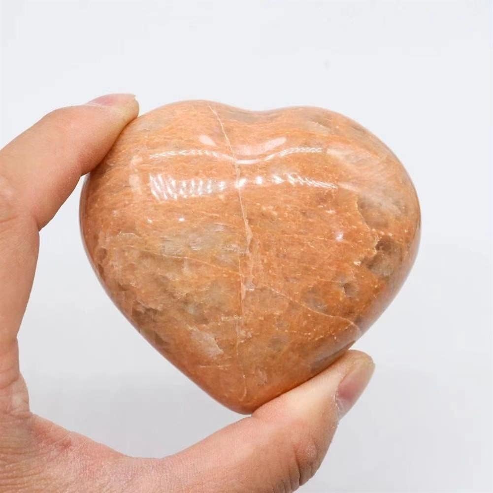 1pc Natural Peach Moonstone Heart Crystal Stone Gift for Decoration