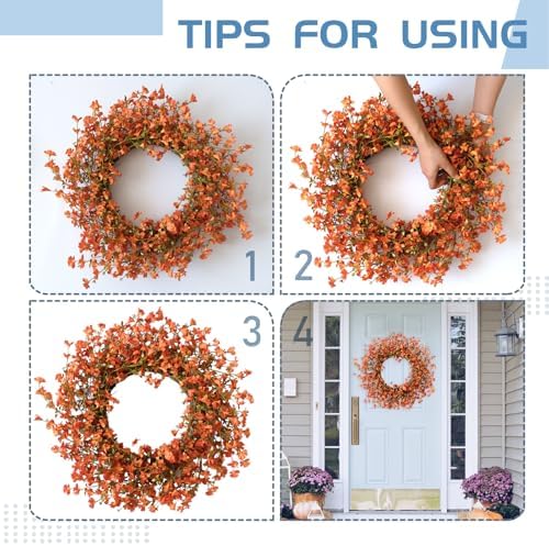 Fall Orange Forsythia Door Wreath 22 Inch Autumn Decor