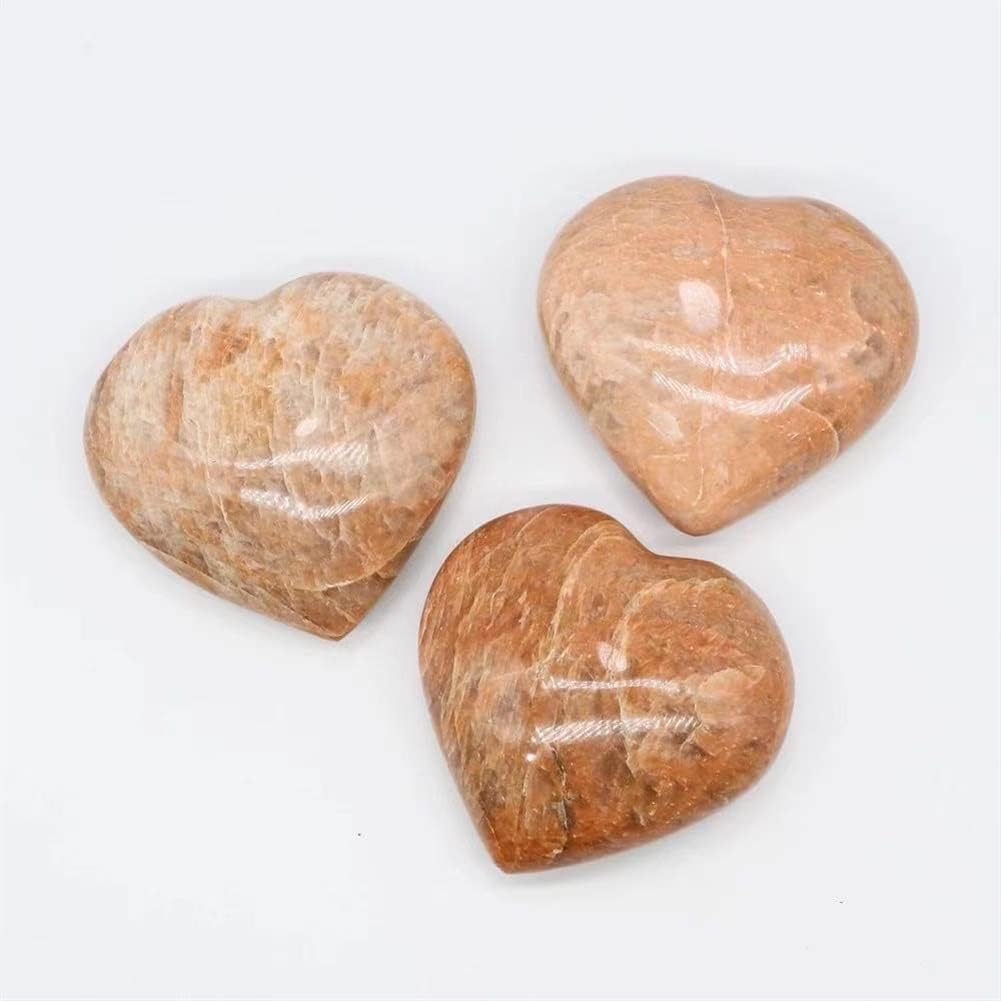 1pc Natural Peach Moonstone Heart Crystal Stone Gift for Decoration