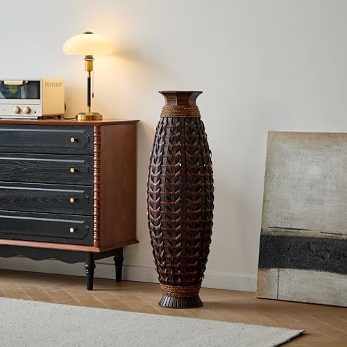 39 Inches Hand Woven Bamboo Floor Vase - Elegant Decor