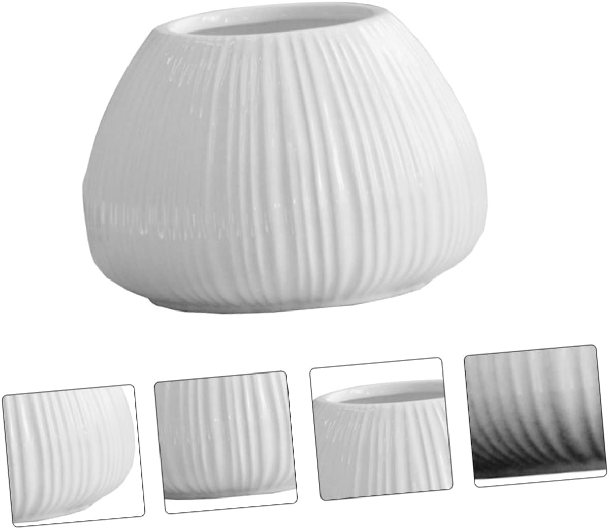 TOYANDONA Ceramic Flower Vase Vertical Pattern Nordic Style