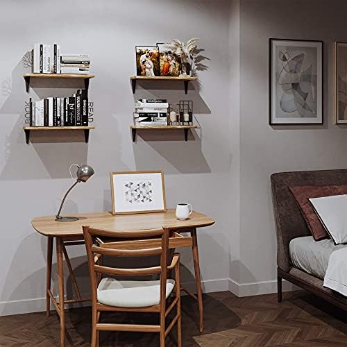 Wallniture Arras Floating Shelves Set of 4 17x6 Burned Finish