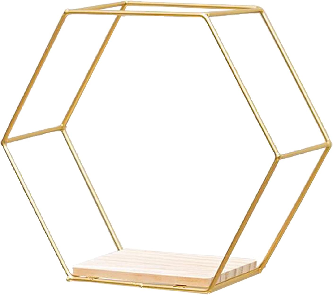 Floating Hexagon Shelves with Gold Frame