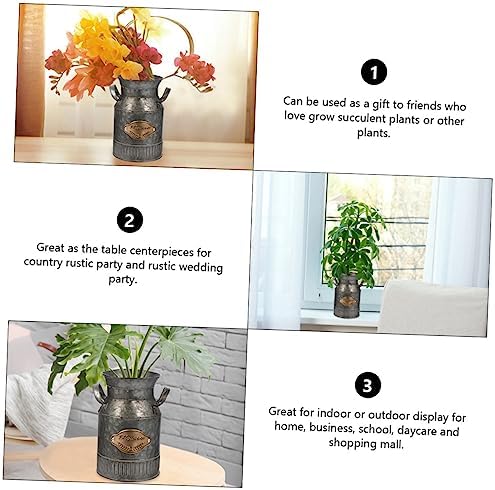 Milisten 2pcs Decorative Vintage Iron Flower Pots for Home and Office Use