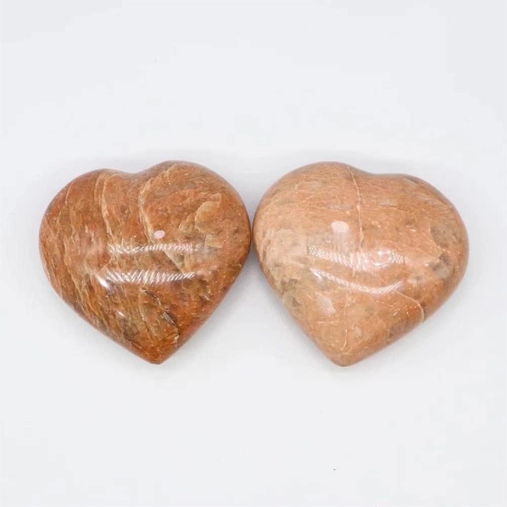 1pc Natural Peach Moonstone Heart Crystal Stone Gift for Decoration