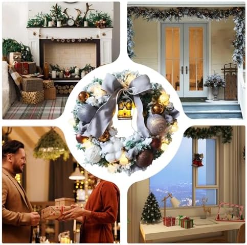 Front Door Wreath with Bow Tie Realistic Holiday Decor