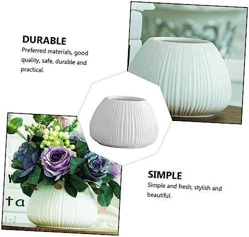 1pc Ceramic Vertical Stripe Flower Vase for Desktop Decor