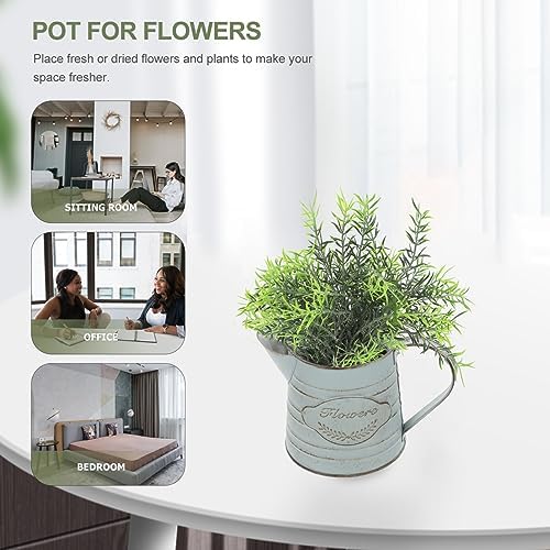 Happyyami Vintage Metal Flower Jug Decorative Pot for Home Office Garden Decor