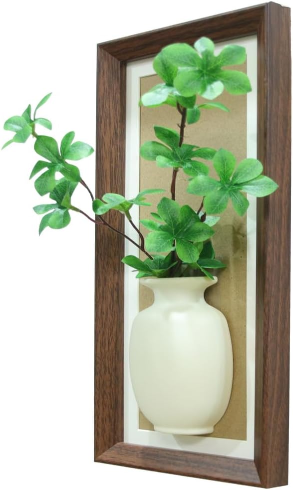 Wood Frame Wall Planter with Artificial Plants Indoor Decor Hanging Holder for Fresh and Dried Flowers