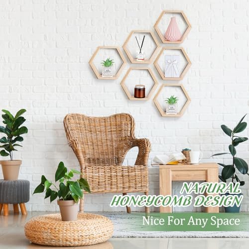 Barydat 12 Pcs 8 Inch Hexagon Shelves Wall Decor
