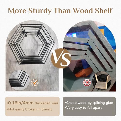 Hexagon Shelves Black Metal Set of 4