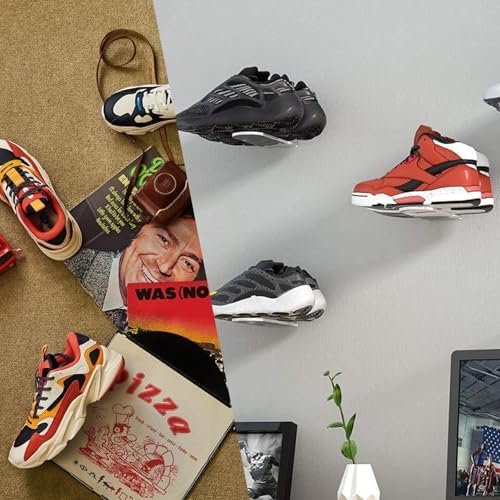 Floating Shoe Display Shelves Set of 6 Clear Acrylic Sneaker Wall Organizer