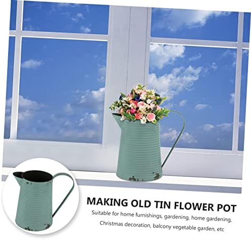 BESPORTBLE Vintage Metal Flower Pot Rustic Pitcher Decor