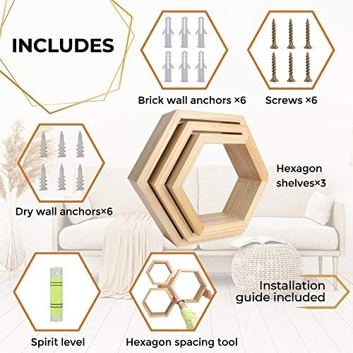 Onyx Home Hexagon Floating Shelves Set of 3